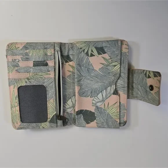 Vans Pink Tropical Themed Bi-fold Wallet with Tons of Pockets - Picture 4 of 16